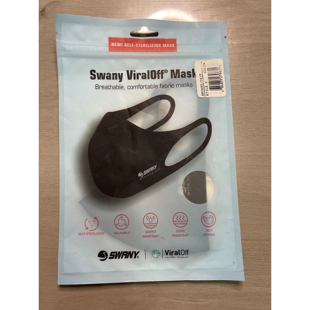 Swany ViralOff Face Mask Lightweight 4 Way Stretch, Black (1 Mask), Ladies